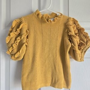 Janie and Jack Mustard Yellow Sweater with Puff Sleeves 2T